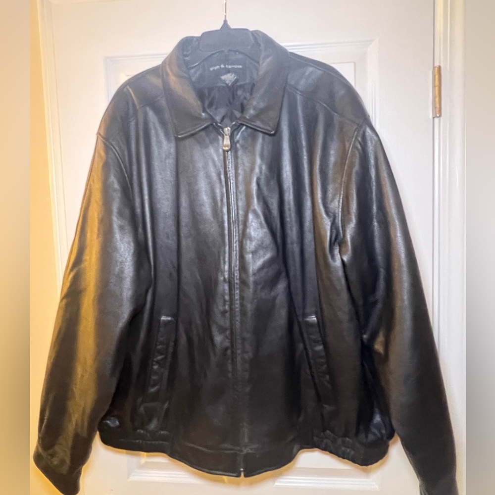 Mens black leather jacket.